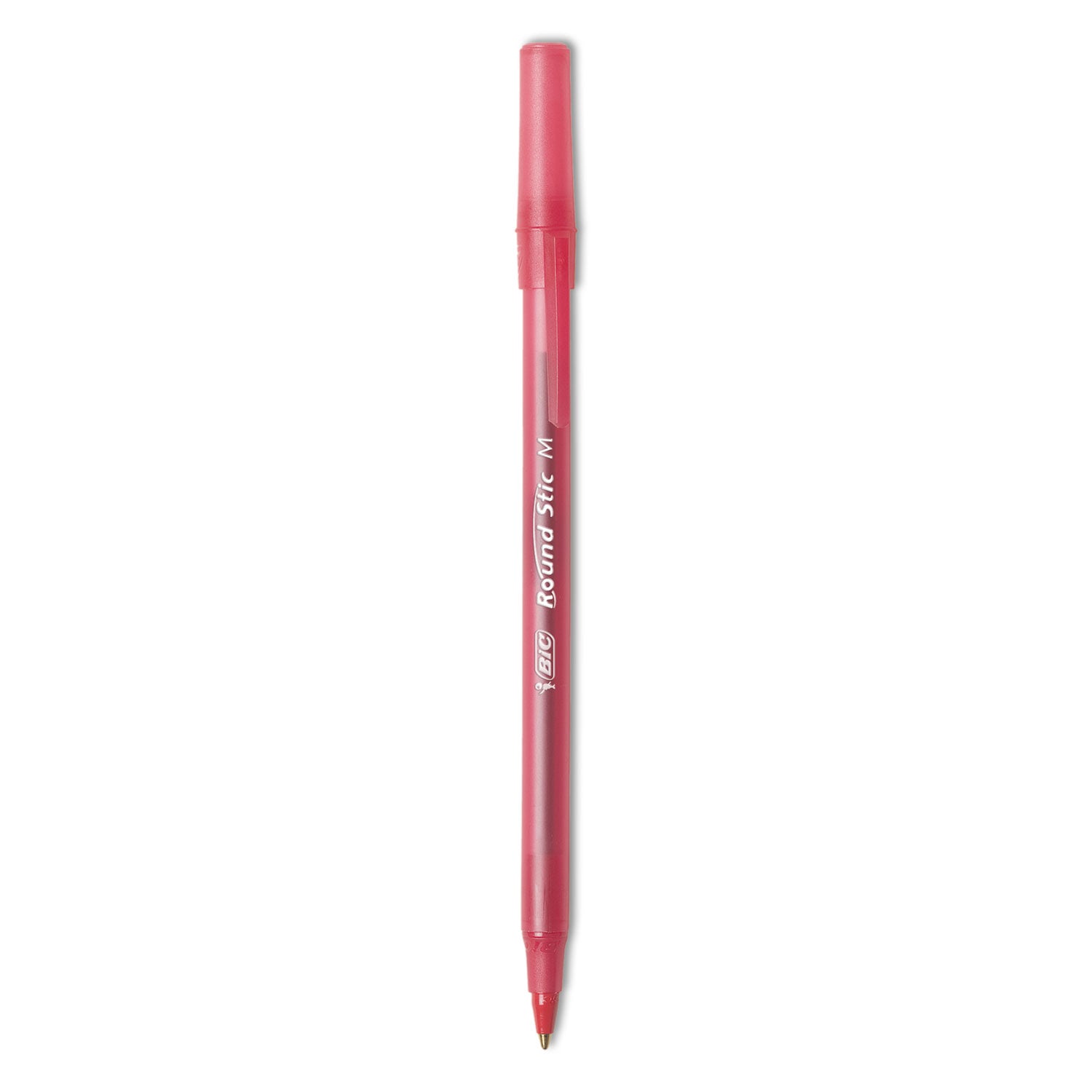 BIC Round Stic Xtra Life Ballpoint Pen, Stick, Medium 1 mm, Red Ink, Translucent Red Barrel, Dozen (GSM11RD)