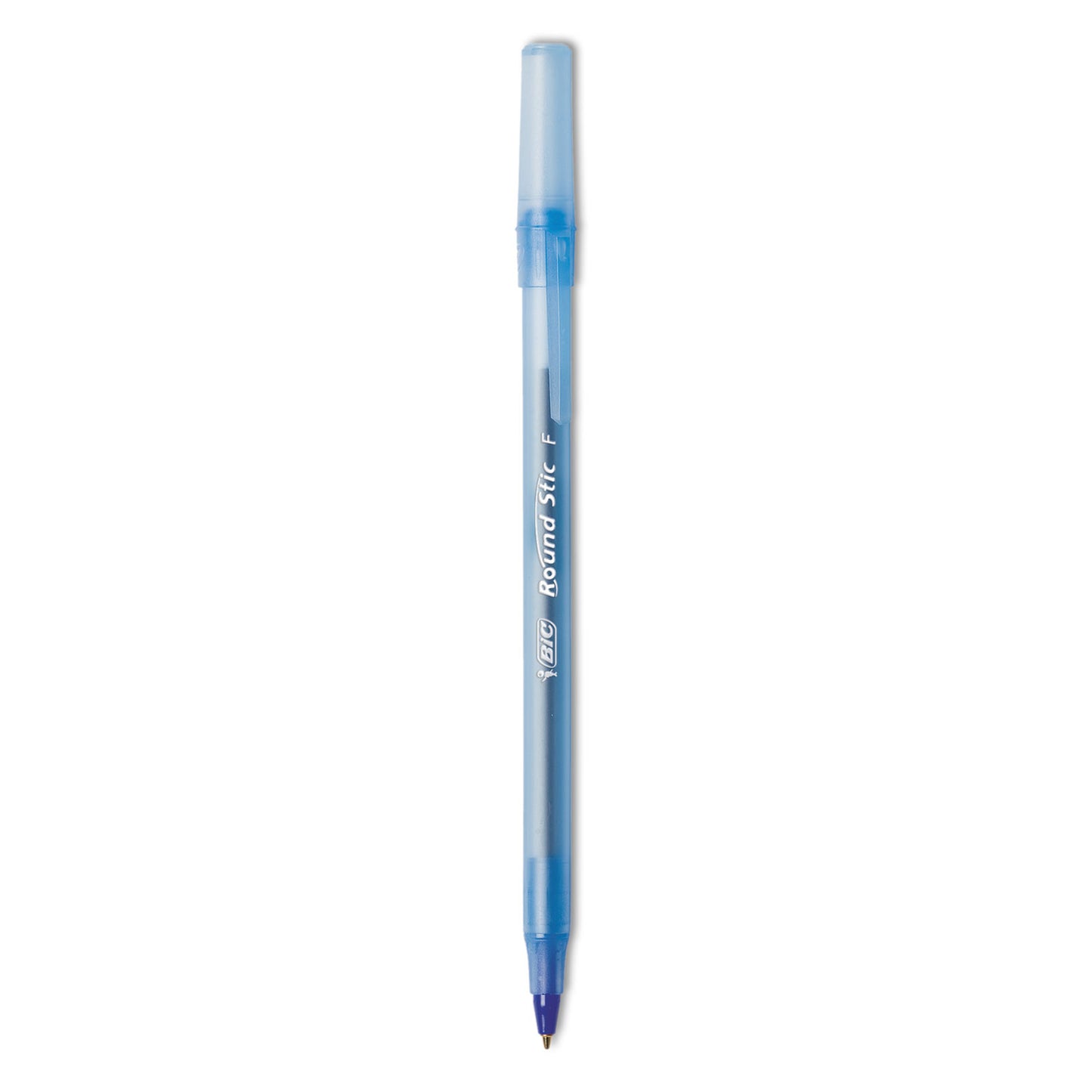 BIC Round Stic Xtra Precision Ballpoint Pen, Stick, Fine 0.8 mm, Blue Ink, Translucent Blue Barrel, Dozen (GSF11BE)