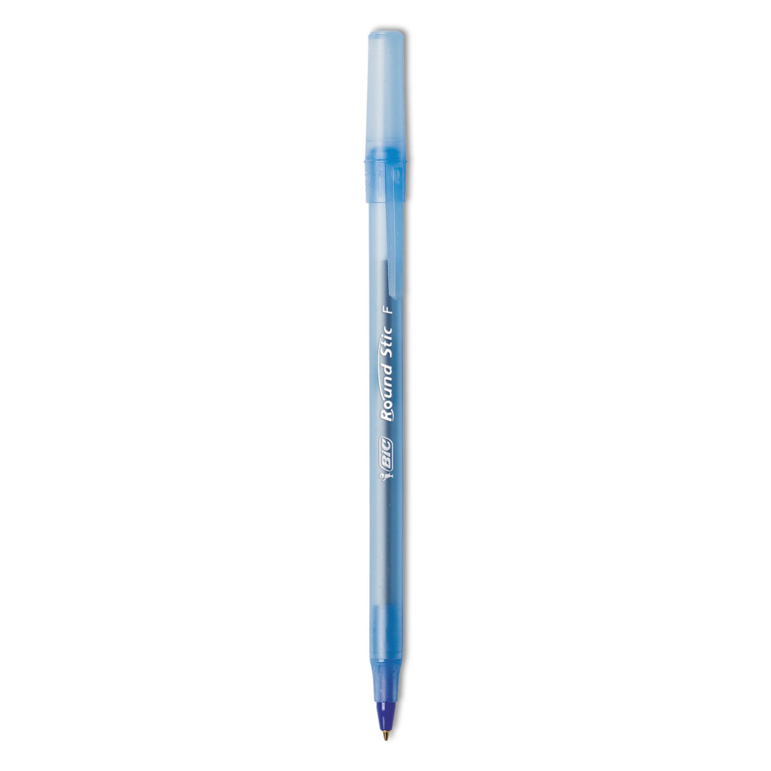 BIC Round Stic Xtra Precision Ballpoint Pen, Stick, Fine 0.8 mm, Blue Ink, Translucent Blue Barrel, Dozen (GSF11BE)