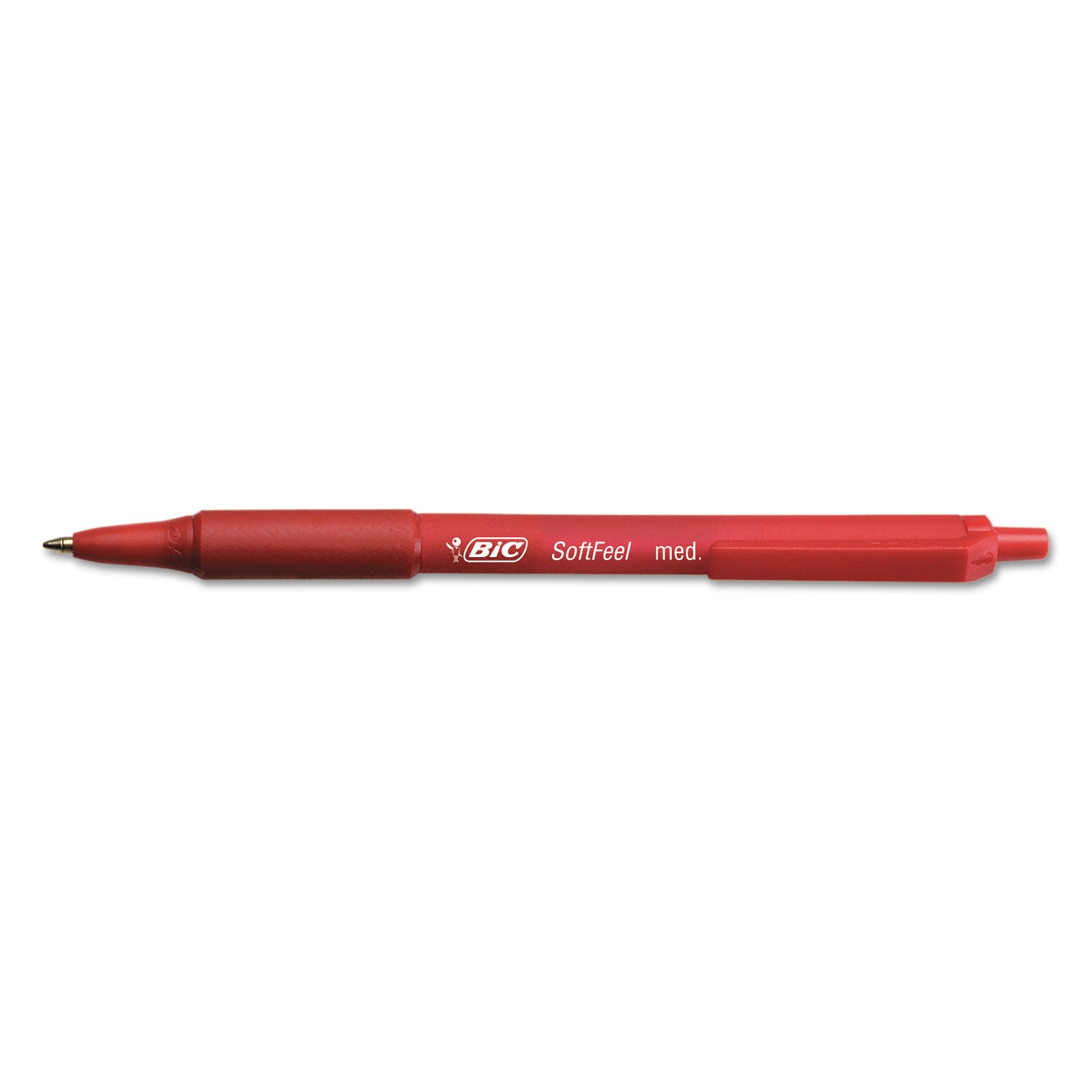 BIC Soft Feel Ballpoint Pen, Retractable, Medium 1 mm, Red Ink, Red Barrel, Dozen (SCSM11RD)