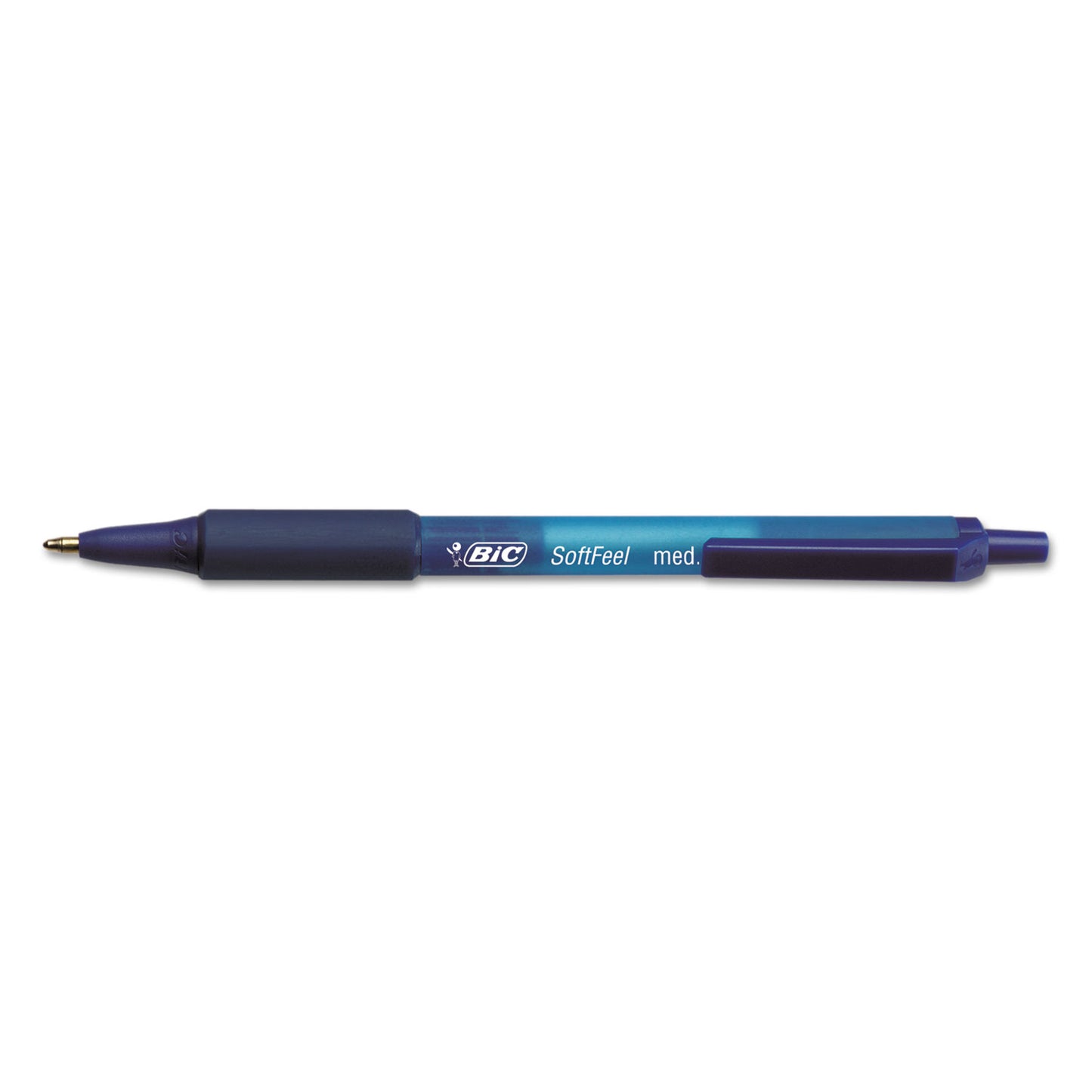 BIC Soft Feel Ballpoint Pen, Retractable, Medium 1 mm, Blue Ink, Blue Barrel, Dozen (SCSM11BE)