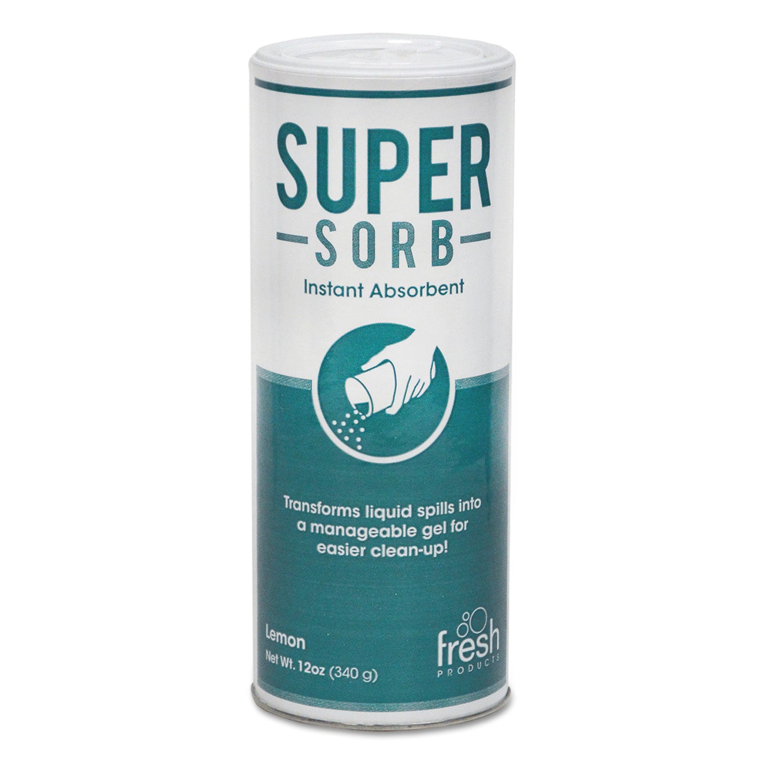 Fresh Products Super-Sorb Liquid Spill Absorbent, Lemon Scent, 720 oz Absorbing Volume, 12 oz Shaker Can (614SSEA)