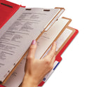 Smead Eight-Section Pressboard Top Tab Classification Folders, 8 SafeSHIELD Fasteners, 3 Dividers, Legal Size, Bright Red, 10/Box (19095)