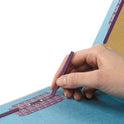 Smead Eight-Section Pressboard Top Tab Classification Folders, Eight SafeSHIELD Fasteners, 3 Dividers, Legal Size, Blue, 10/Box (19094)