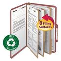 Smead Recycled Pressboard Classification Folders, 3" Expansion, 3 Dividers, 8 Fasteners, Legal Size, Red Exterior, 10/Box (19099)