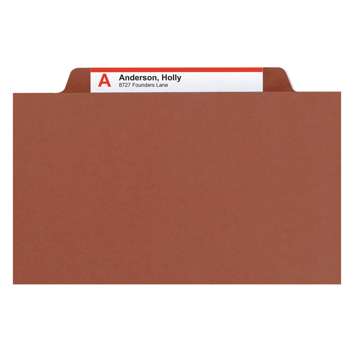 Smead Recycled Pressboard Classification Folders, 2" Expansion, 2 Dividers, 6 Fasteners, Legal Size, Red Exterior, 10/Box (19023)