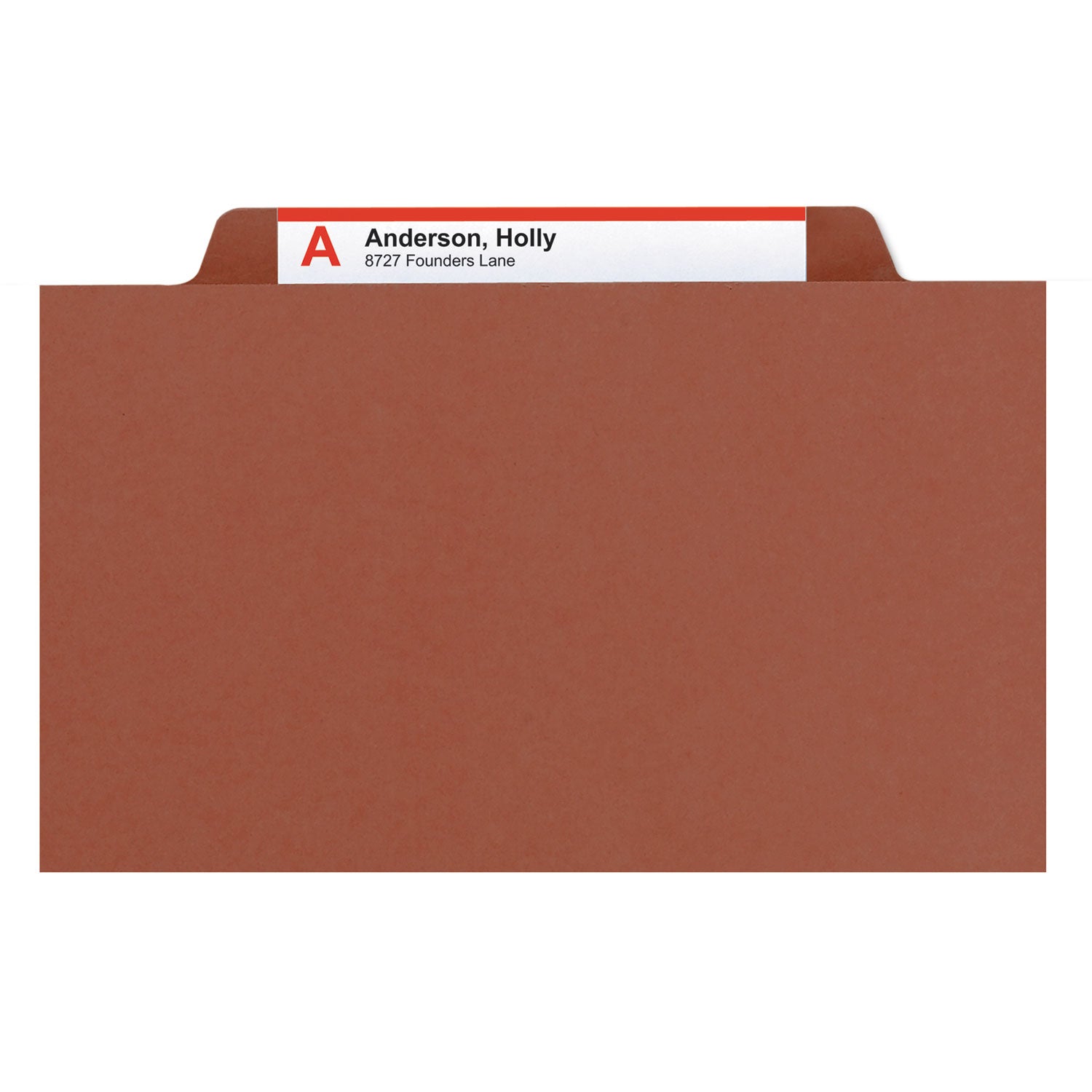 Smead Recycled Pressboard Classification Folders, 2" Expansion, 2 Dividers, 6 Fasteners, Legal Size, Red Exterior, 10/Box (19023)