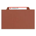 Smead Recycled Pressboard Classification Folders, 3" Expansion, 3 Dividers, 8 Fasteners, Legal Size, Red Exterior, 10/Box (19099)