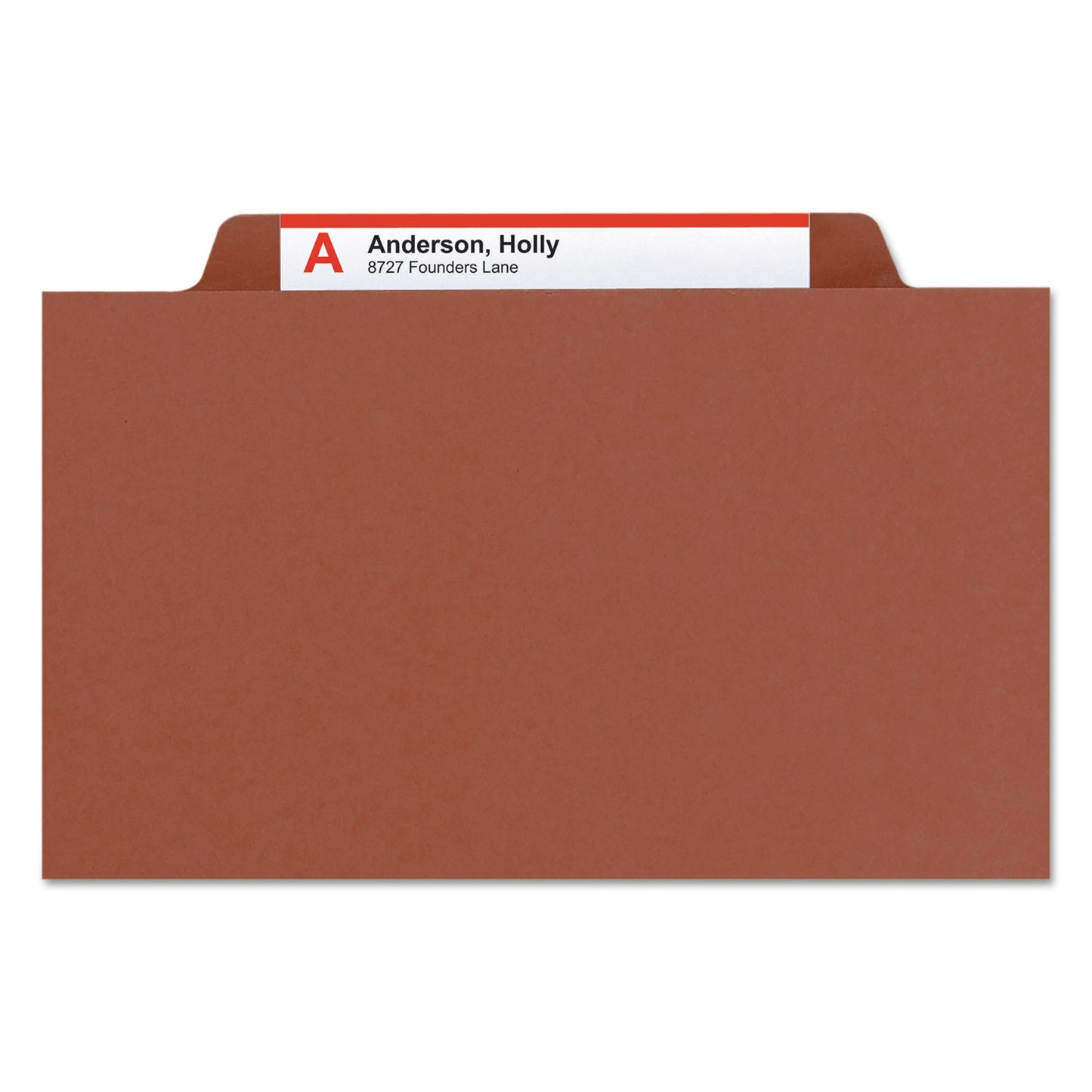 Smead Recycled Pressboard Classification Folders, 3" Expansion, 3 Dividers, 8 Fasteners, Legal Size, Red Exterior, 10/Box (19099)