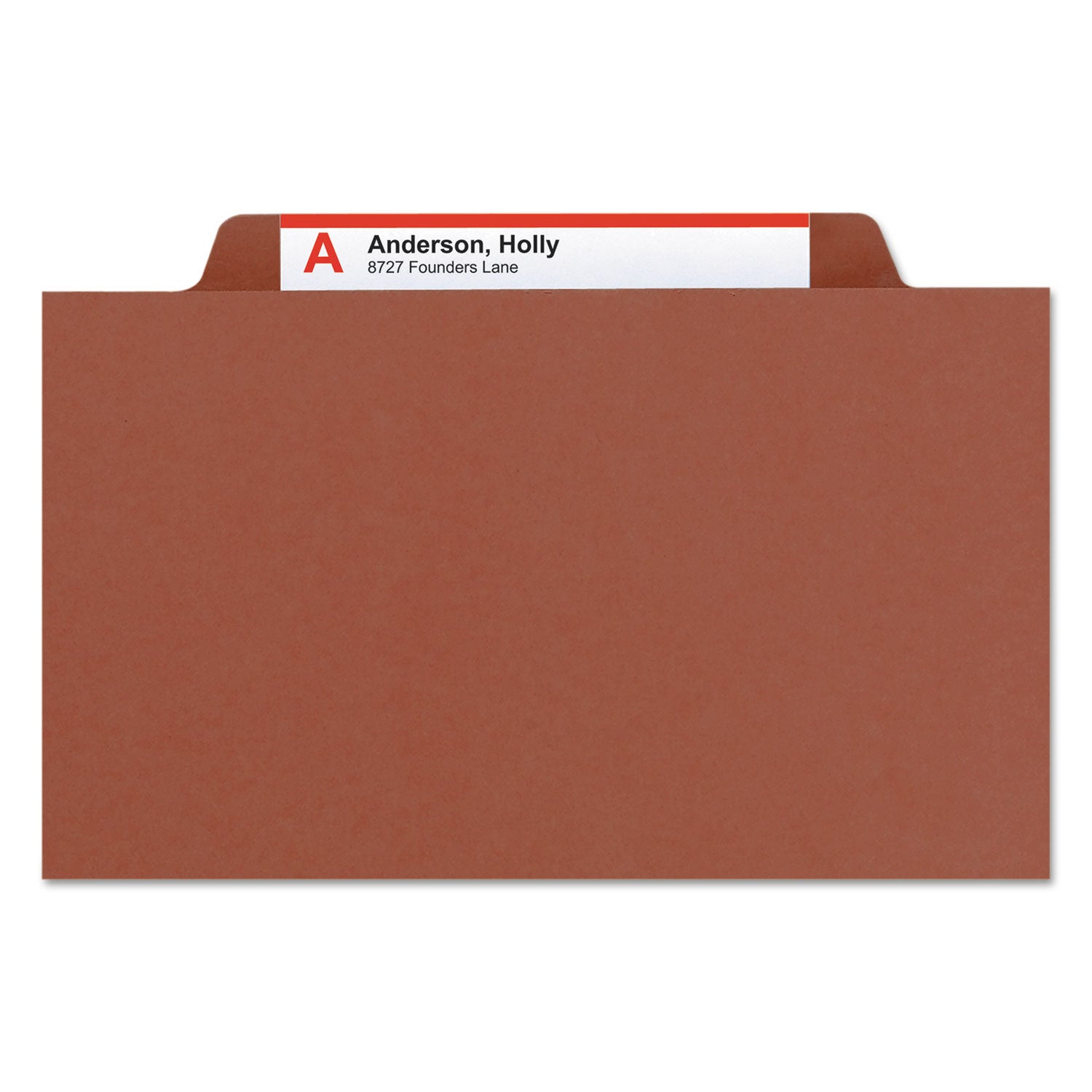 Smead Recycled Pressboard Classification Folders, 3" Expansion, 3 Dividers, 8 Fasteners, Legal Size, Red Exterior, 10/Box (19099)