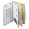 Smead Recycled Pressboard Classification Folders, 2" Expansion, 2 Dividers, 6 Fasteners, Legal Size, Gray-Green, 10/Box (19022)