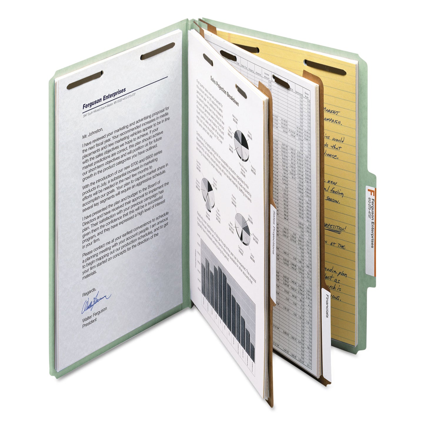 Smead Recycled Pressboard Classification Folders, 2" Expansion, 2 Dividers, 6 Fasteners, Legal Size, Gray-Green, 10/Box (19022)