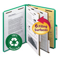 Smead Recycled Pressboard Classification Folders, 2" Expansion, 2 Dividers, 6 Fasteners, Letter Size, Green Exterior, 10/Box (14063)