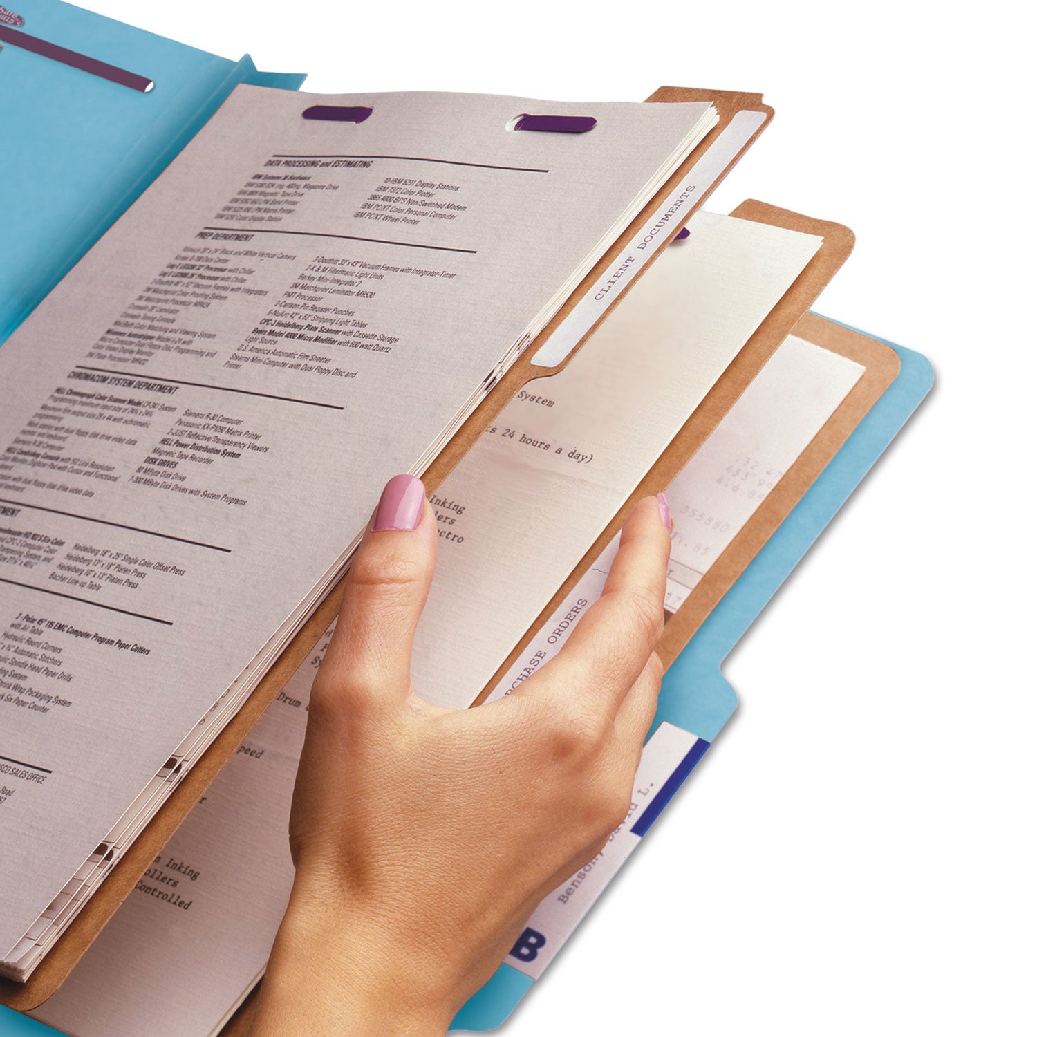 Smead Eight-Section Pressboard Top Tab Classification Folders, Eight SafeSHIELD Fasteners, 3 Dividers, Legal Size, Blue, 10/Box (19094)