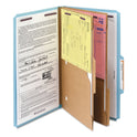 Smead 6-Section Pressboard Top Tab Pocket Classification Folders, 6 SafeSHIELD Fasteners, 2 Dividers, Legal Size, Blue, 10/Box (19081)