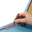 Smead End Tab Pressboard Classification Folders, Six SafeSHIELD Fasteners, 2" Expansion, 2 Dividers, Letter Size, Blue, 10/Box (26781)