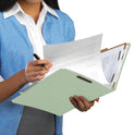 Smead Recycled Pressboard Classification Folders, 3" Expansion, 3 Dividers, 8 Fasteners, Legal Size, Gray-Green, 10/Box (19093)