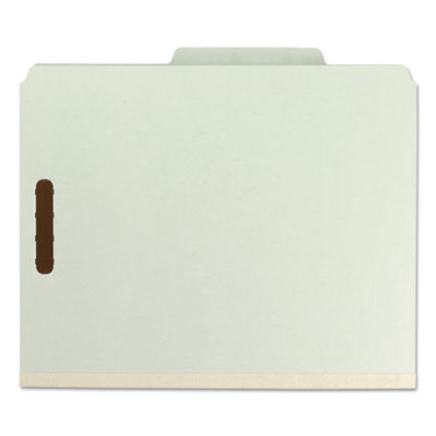 Smead Recycled Pressboard Classification Folders, 2" Expansion, 2 Dividers, 6 Fasteners, Letter Size, Gray-Green, 10/Box (14023)