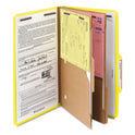 Smead 6-Section Pressboard Top Tab Pocket Classification Folders, 6 SafeSHIELD Fasteners, 2 Dividers, Legal Size, Yellow, 10/Box (19084)