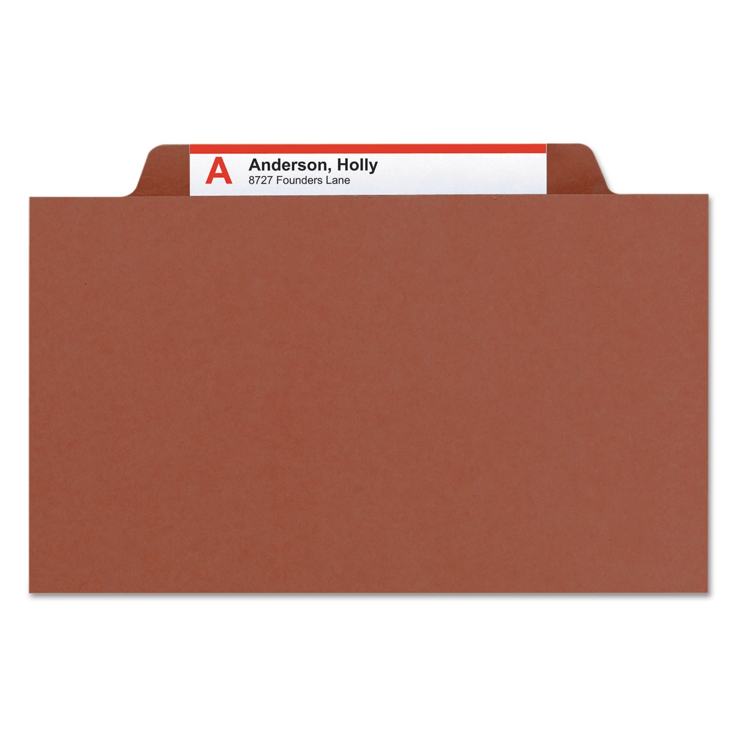 Smead Pressboard Classification Folders, Four SafeSHIELD Fasteners, 2/5-Cut Tabs, 1 Divider, Legal Size, Red, 10/Box (18775)