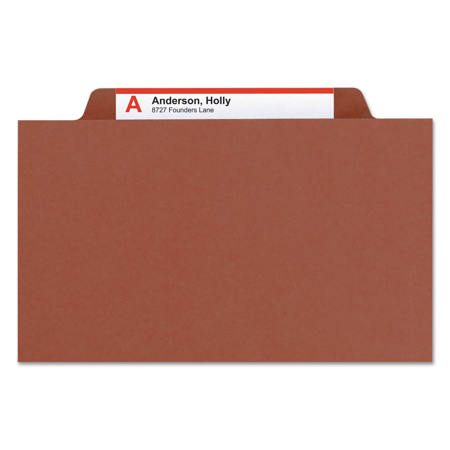 Smead Pressboard Classification Folders, Four SafeSHIELD Fasteners, 2/5-Cut Tabs, 1 Divider, Legal Size, Red, 10/Box (18775)