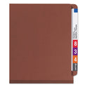 Smead End Tab Pressboard Classification Folders, Eight SafeSHIELD Fasteners, 3" Expansion, 3 Dividers, Letter Size, Red, 10/Box (26865)
