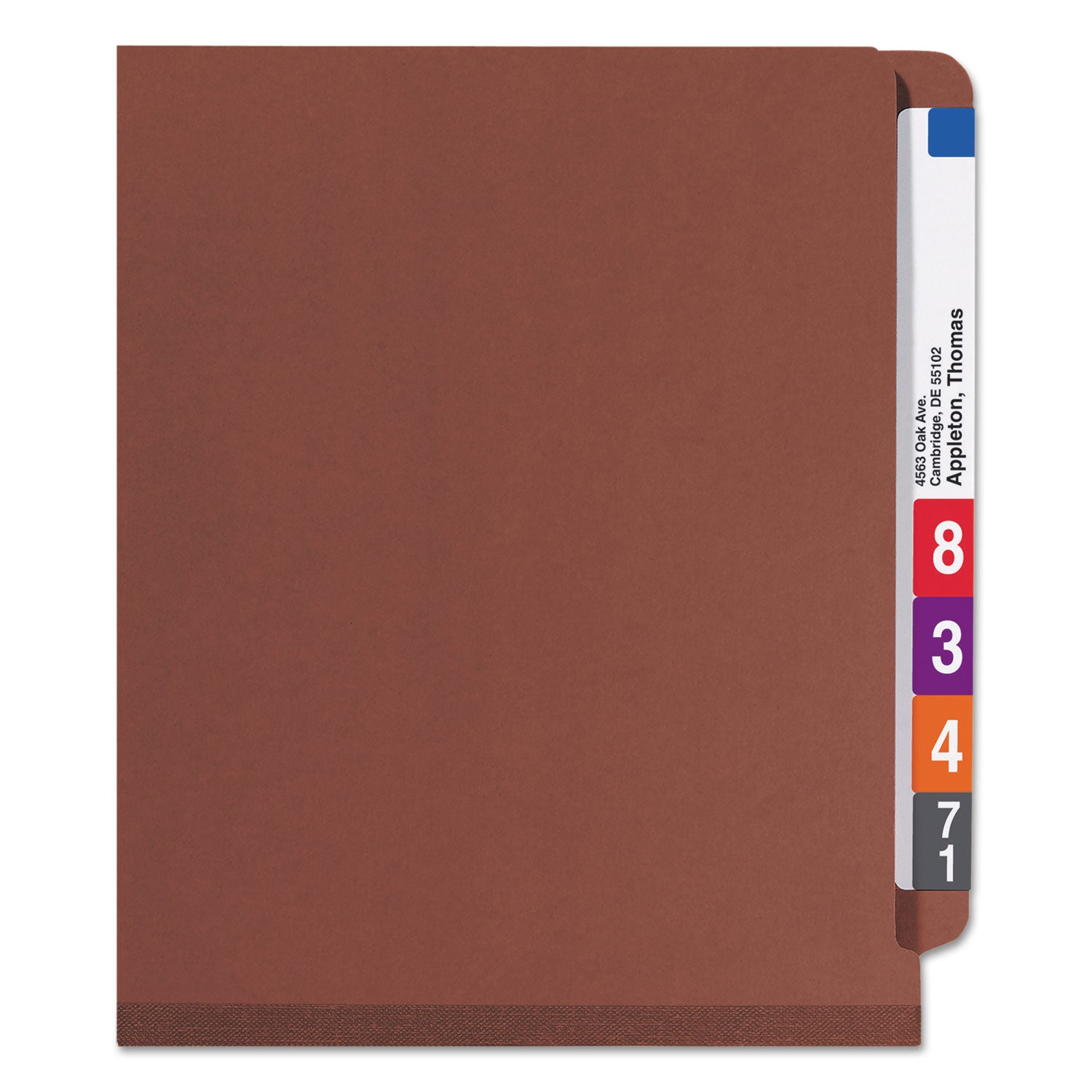 Smead End Tab Pressboard Classification Folders, Eight SafeSHIELD Fasteners, 3" Expansion, 3 Dividers, Letter Size, Red, 10/Box (26865)