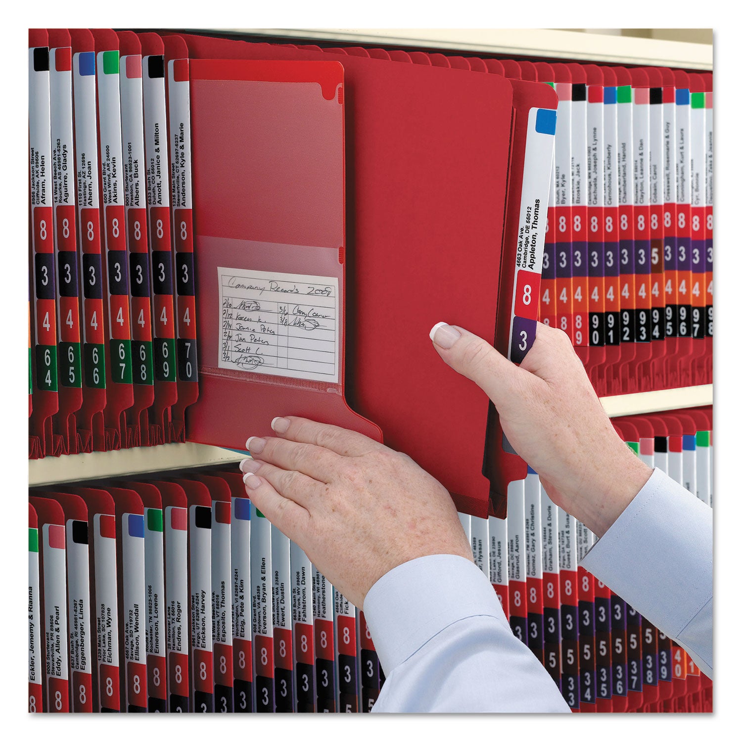 Smead End Tab Pressboard Classification Folders, Six SafeSHIELD Fasteners, 2" Expansion, 2 Dividers, Letter Size, Bright Red, 10/BX (26783)