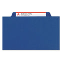 Smead Four-Section Pressboard Top Tab Classification Folders, Four SafeSHIELD Fasteners, 1 Divider, Legal Size, Dark Blue, 10/Box (18732)