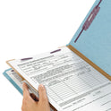 Smead Four-Section Pressboard Top Tab Classification Folders, Four SafeSHIELD Fasteners, 1 Divider, Legal Size, Blue, 10/Box (18730)