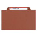 Smead Pressboard Classification Folders, Six SafeSHIELD Fasteners, 2/5-Cut Tabs, 2 Dividers, Legal Size, Red, 10/Box (19075)