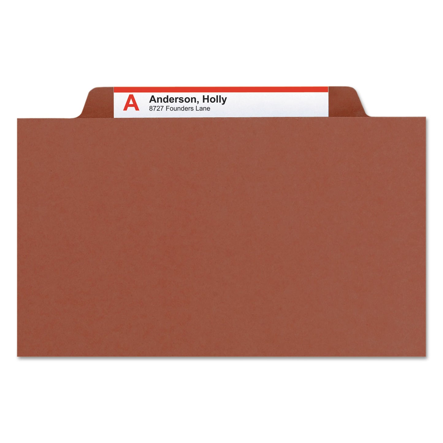 Smead Pressboard Classification Folders, Six SafeSHIELD Fasteners, 2/5-Cut Tabs, 2 Dividers, Legal Size, Red, 10/Box (19075)