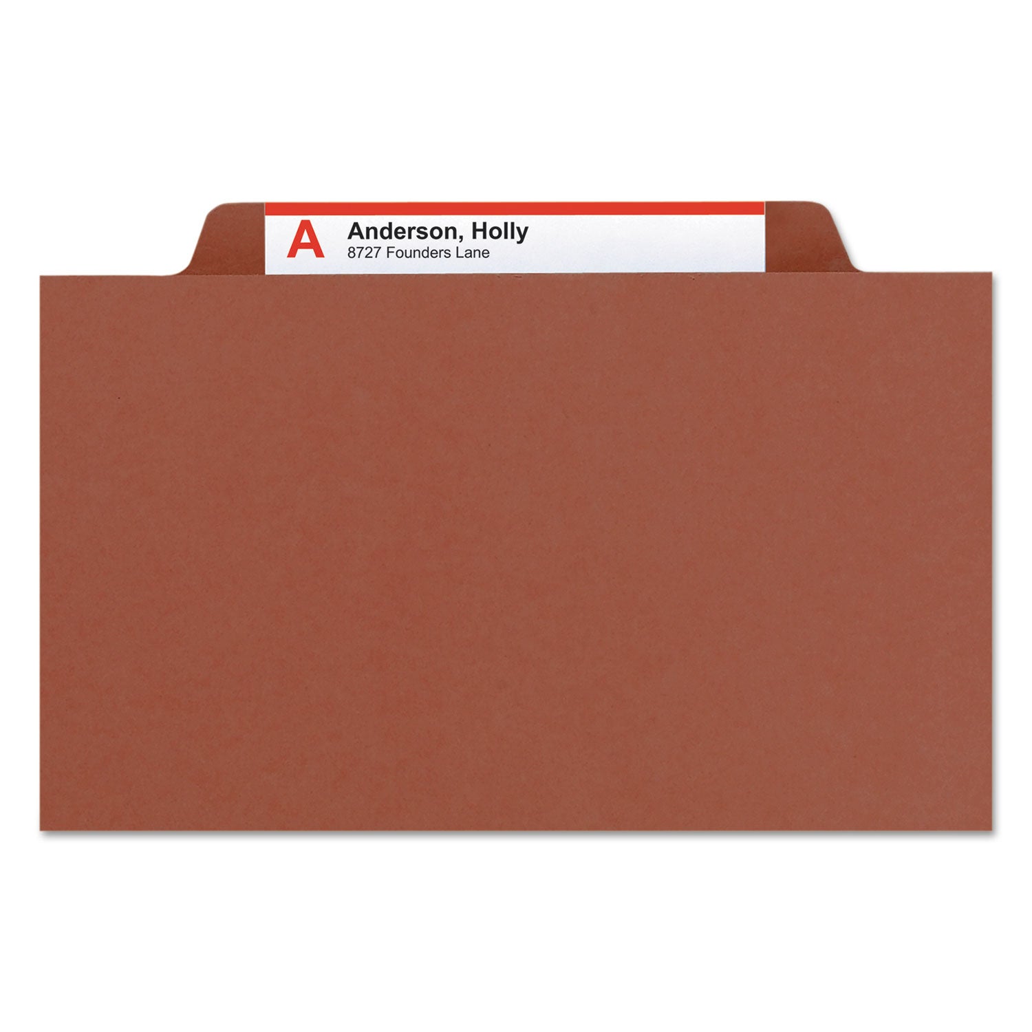 Smead Pressboard Classification Folders, Six SafeSHIELD Fasteners, 2/5-Cut Tabs, 2 Dividers, Legal Size, Red, 10/Box (19075)