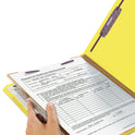 Smead Four-Section Pressboard Top Tab Classification Folders, Four SafeSHIELD Fasteners, 1 Divider, Legal Size, Yellow, 10/Box (18734)