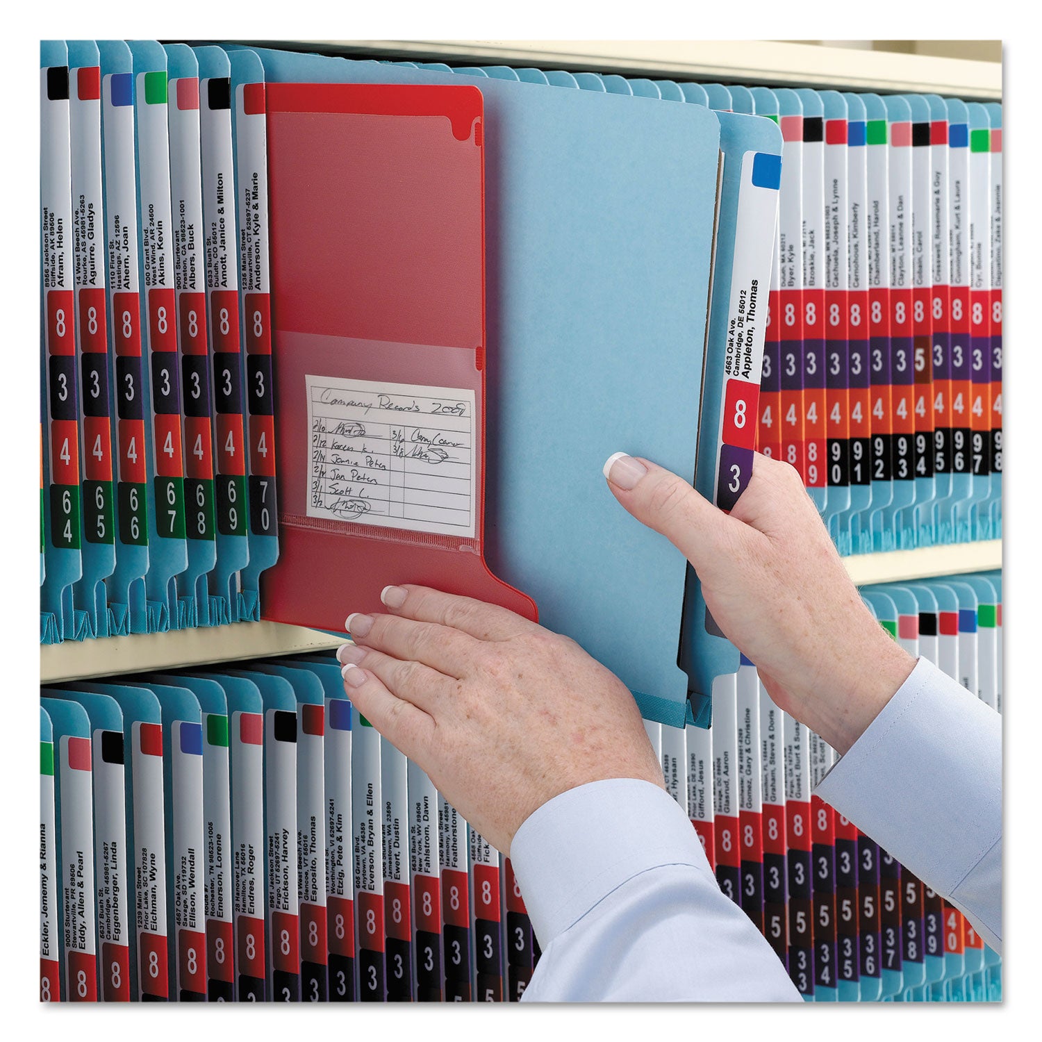 Smead End Tab Pressboard Classification Folders, Six SafeSHIELD Fasteners, 2" Expansion, 2 Dividers, Legal Size, Blue, 10/Box (29781)