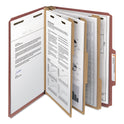 Smead Recycled Pressboard Classification Folders, 3" Expansion, 3 Dividers, 8 Fasteners, Letter Size, Red Exterior, 10/Box (14099)