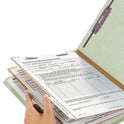 Smead Pressboard Classification Folders, Six SafeSHIELD Fasteners, 2/5-Cut Tabs, 2 Dividers, Letter Size, Gray-Green, 10/Box (14076)