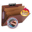 Smead Pressboard Classification Folders, Six SafeSHIELD Fasteners, 1/3-Cut Tabs, 2 Dividers, Letter Size, Red, 10/Box (14230)