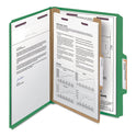 Smead Four-Section Pressboard Top Tab Classification Folders, Four SafeSHIELD Fasteners, 1 Divider, Letter Size, Green, 10/Box (13733)
