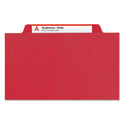 Smead Eight-Section Pressboard Top Tab Classification Folders, 8 SafeSHIELD Fasteners, 3 Dividers, Letter Size, Bright Red, 10/Box (14095)