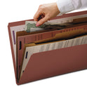 Smead 6-Section Pressboard Top Tab Pocket Classification Folders, 6 SafeSHIELD Fasteners, 2 Dividers, Legal Size, Red, 10/Box (19079)