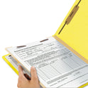 Smead Top Tab Classification Folders, Four SafeSHIELD Fasteners, 2" Expansion, 1 Divider, Letter Size, Yellow Exterior, 10/Box (13704)