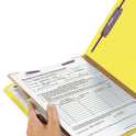 Smead Four-Section Pressboard Top Tab Classification Folders, Four SafeSHIELD Fasteners, 1 Divider, Letter Size, Yellow, 10/Box (13734)