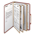 Smead Recycled Pressboard Classification Folders, 3" Expansion, 3 Dividers, 8 Fasteners, Legal Size, Red Exterior, 10/Box (19099)