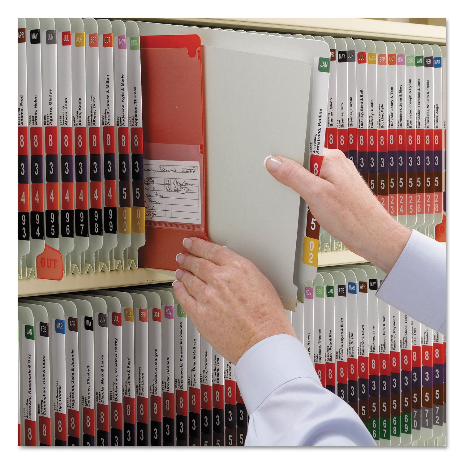 Smead End Tab Pressboard Classification Folders, Four SafeSHIELD Fasteners, 2" Expansion, 1 Divider, Legal Size, Gray-Green, 10/Box (29800)