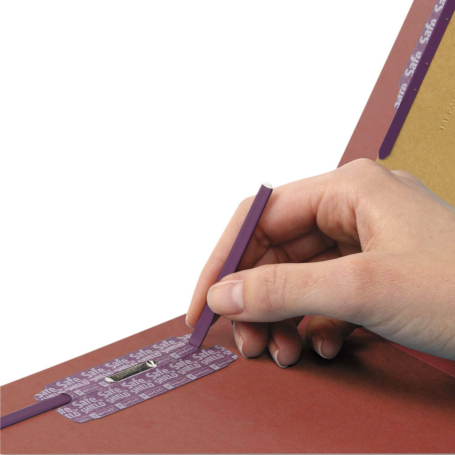 Smead End Tab Pressboard Classification Folders, Eight SafeSHIELD Fasteners, 3" Expansion, 3 Dividers, Letter Size, Red, 10/Box (26865)