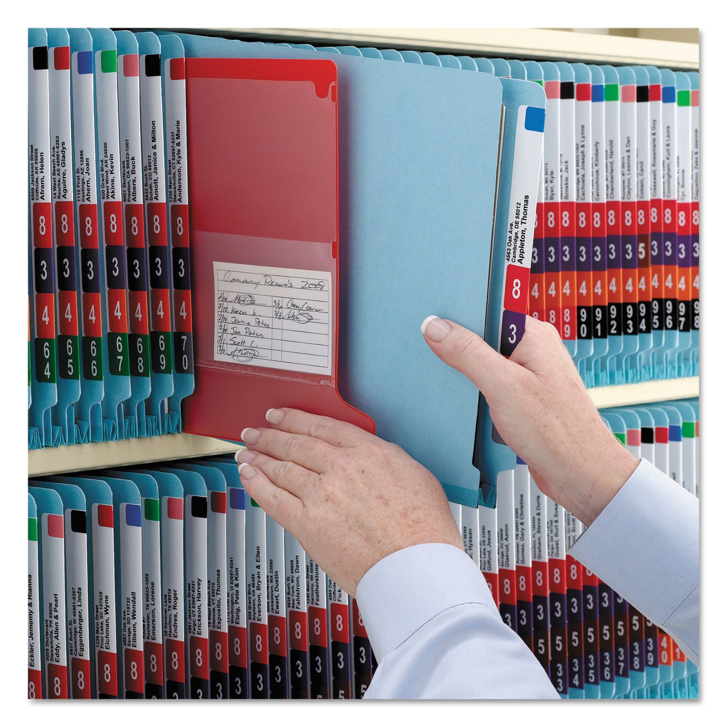 Smead End Tab Pressboard Classification Folders, Six SafeSHIELD Fasteners, 2" Expansion, 2 Dividers, Letter Size, Blue, 10/Box (26781)