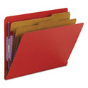 Smead End Tab Pressboard Classification Folders, Six SafeSHIELD Fasteners, 2" Expansion, 2 Dividers, Letter Size, Bright Red, 10/BX (26783)