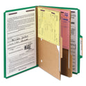 Smead 6-Section Pressboard Top Tab Pocket Classification Folders, 6 SafeSHIELD Fasteners, 2 Dividers, Legal Size, Green, 10/Box (19083)