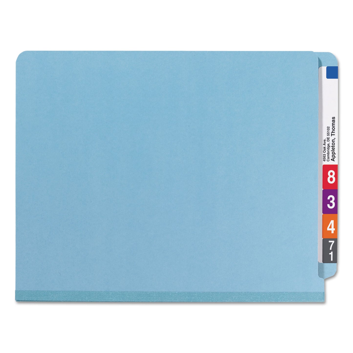 Smead End Tab Pressboard Classification Folders, Six SafeSHIELD Fasteners, 2" Expansion, 2 Dividers, Letter Size, Blue, 10/Box (26781)